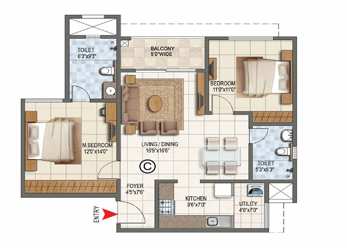 Godrej Neopolis 3 BHK Floor Plan